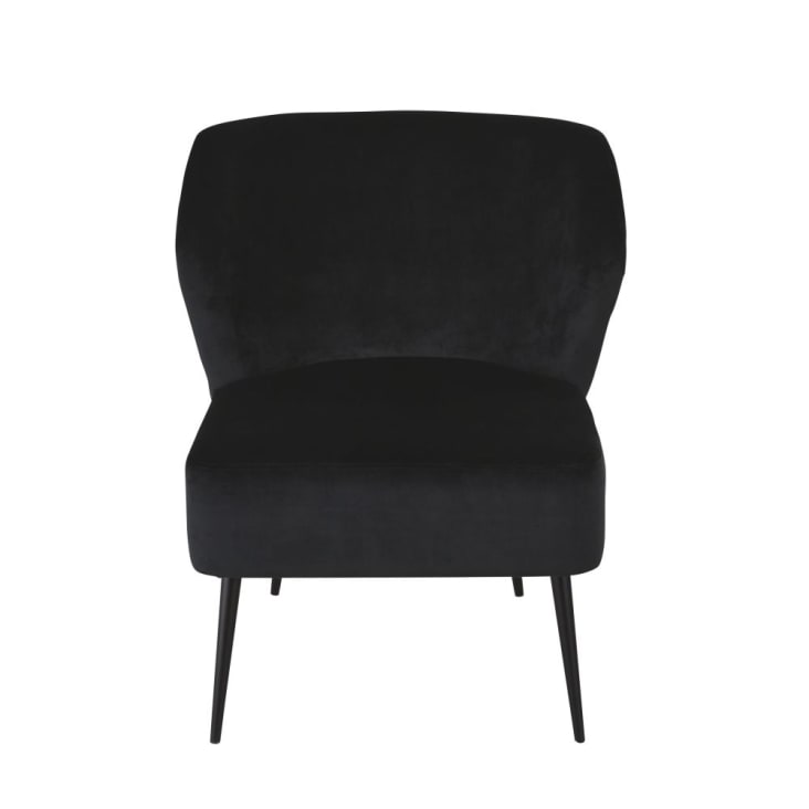 Maisons Du Monde Fedy Business - Sillón Profesional De Terciopelo En Negro Con Motivo Vegetal