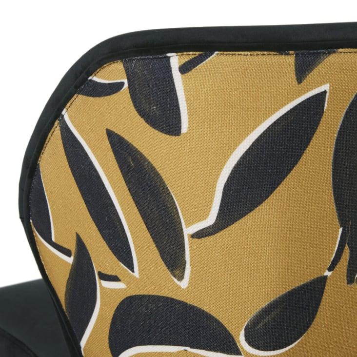 Maisons Du Monde Fedy Business - Sillón Profesional De Terciopelo En Negro Con Motivo Vegetal