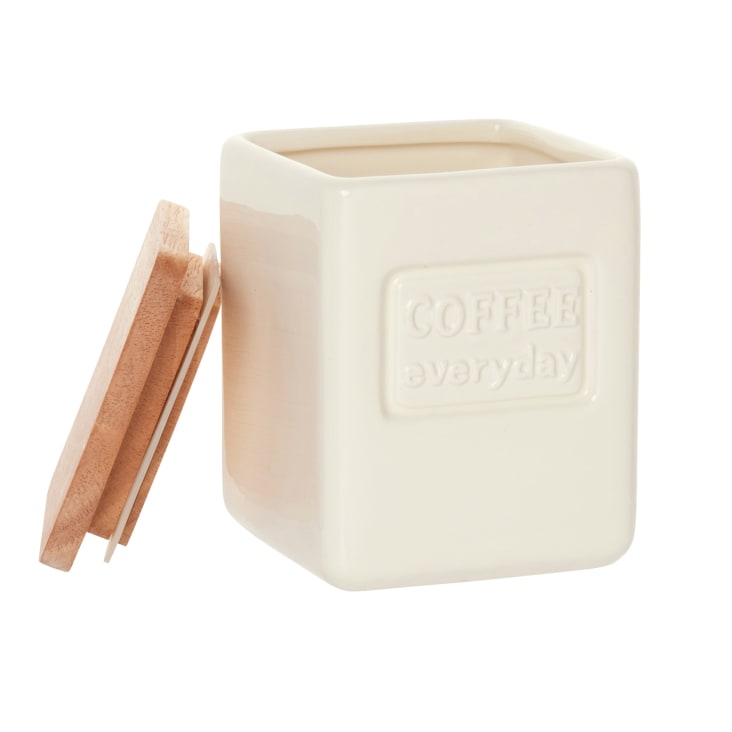 Maisons Du Monde Felix - Tarro Para Café De Dolomita Con Tapa De Madera De Bicolor Alt. 14 Cm