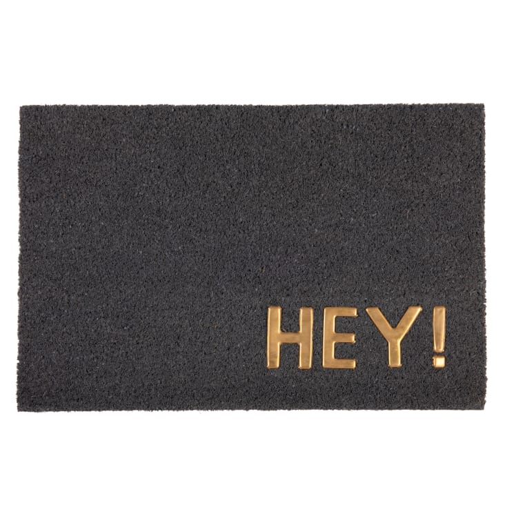 Maisons du Monde Felpudo de fibra de coco gris antracita con estampado dorado 40x60