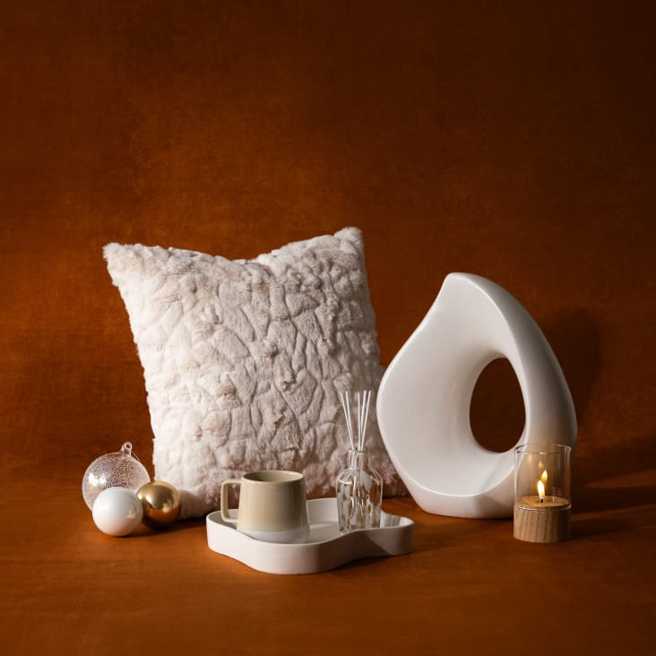 Maisons Du Monde FERDI - Taza De Cerámica Beige Y Blanca