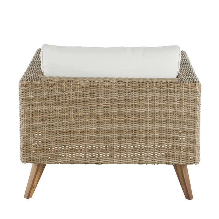 Maisons Du Monde Feroe - Sillón De Jardín De Resina Trenzada En Beige Con Cojines En Color Crudo