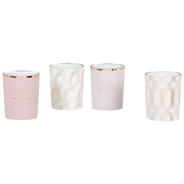 Maisons Du Monde FERRARA - Estuche Con Velas Perfumadas En Tarros De Cristal Rosa Y Dorado (4x45 G)