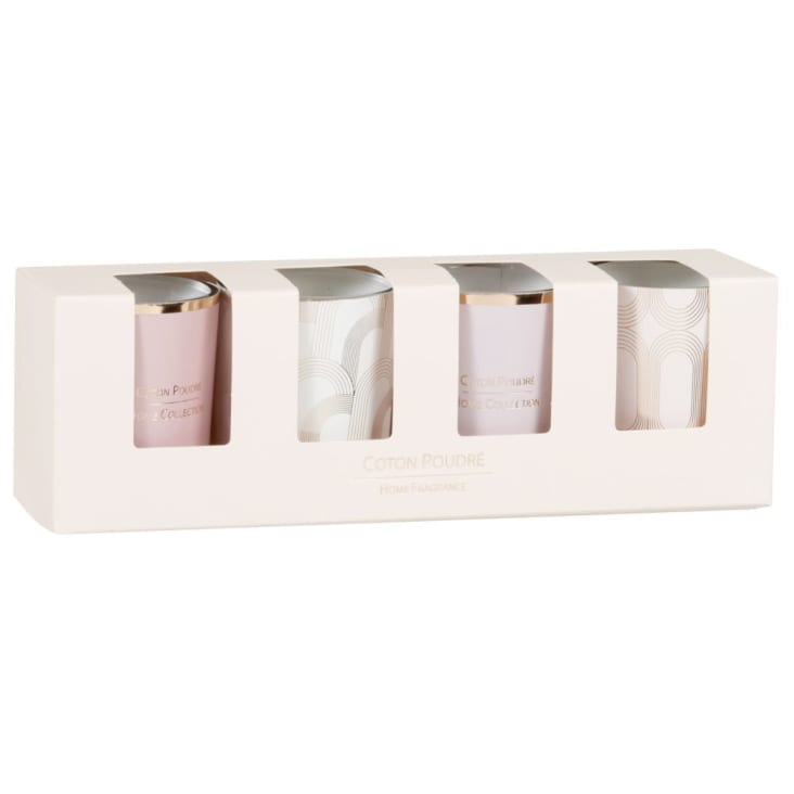 Maisons du Monde FERRARA - Estuche con velas perfumadas en tarros de cristal rosa y dorado (4x45 g)