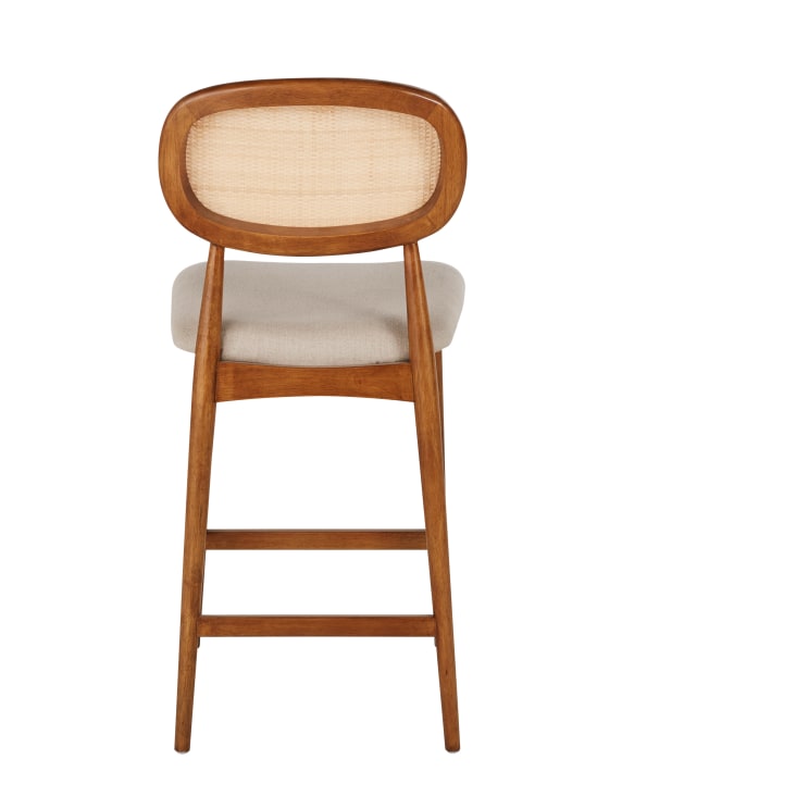 Maisons Du Monde Fifty - Taburete De Bar De Madera Oscura Y Lino Crudo