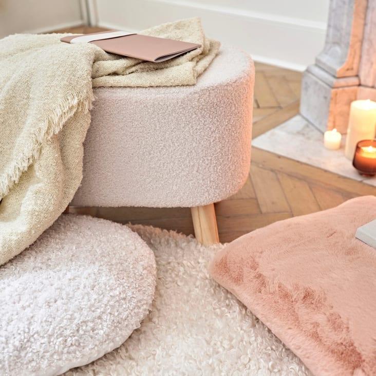 Maisons Du Monde FIODOR - Cojín Redondo De Bouclés Blanco D40