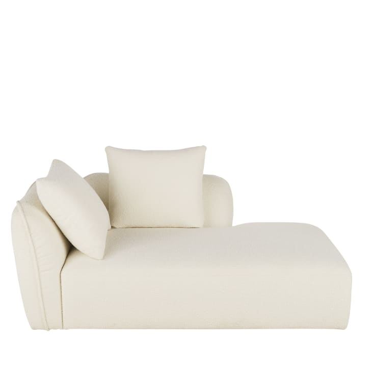 Maisons du Monde Flake - Chaise longue derecha de sofá modulable tela en crudo tipo lana rizada
