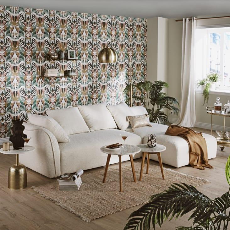 Maisons Du Monde Flake - Chaise Longue Izquierda De Sofá Modulable Tela Crudo Tipo Lana Rizada