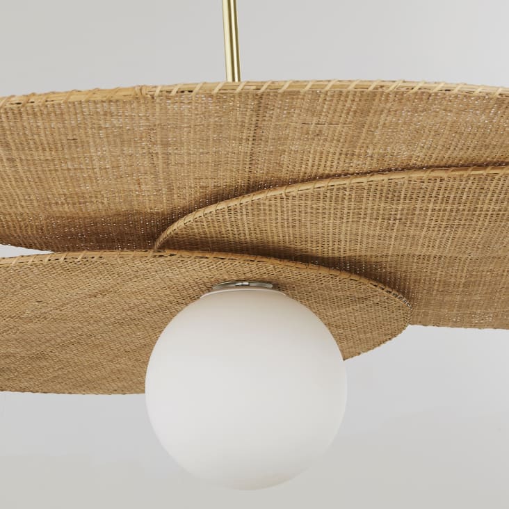 Maisons Du Monde FLORELLA - Lámpara De Techo De Ratán Beige Y Dorado