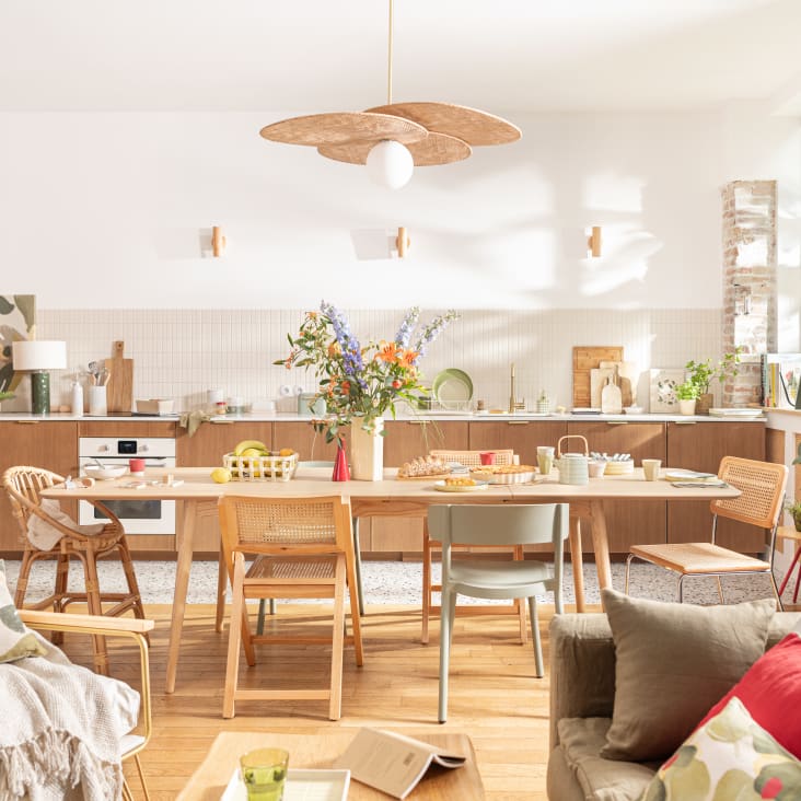 Maisons Du Monde FLORELLA - Lámpara De Techo De Ratán Beige Y Dorado