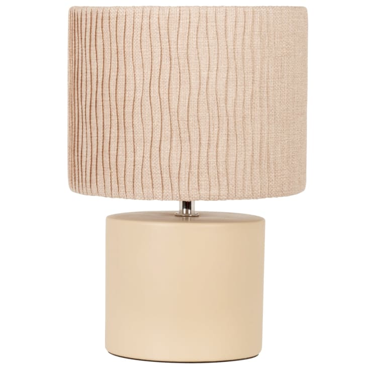 Maisons du Monde Florentin - Lámpara de cerámica con pantalla de lino beige efecto ondas