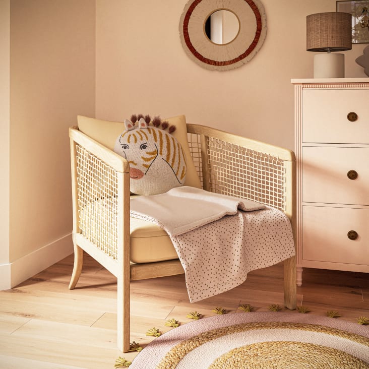 Maisons Du Monde Florentin - Lámpara De Dolomita Blanca Con Pantalla De Rafia