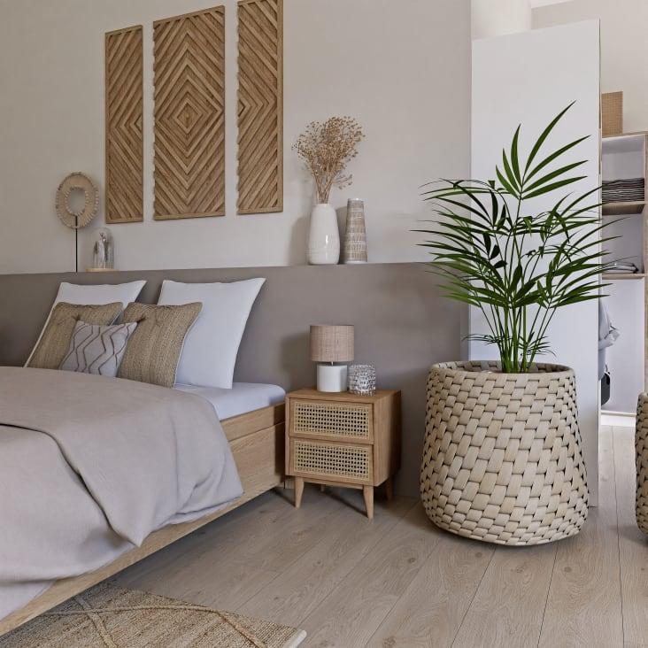 Maisons Du Monde Florentin - Lámpara De Dolomita Blanca Con Pantalla De Rafia