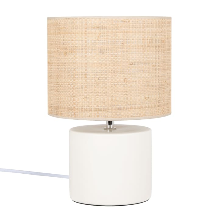 Maisons du Monde Florentin - Lámpara de dolomita blanca con pantalla de rafia