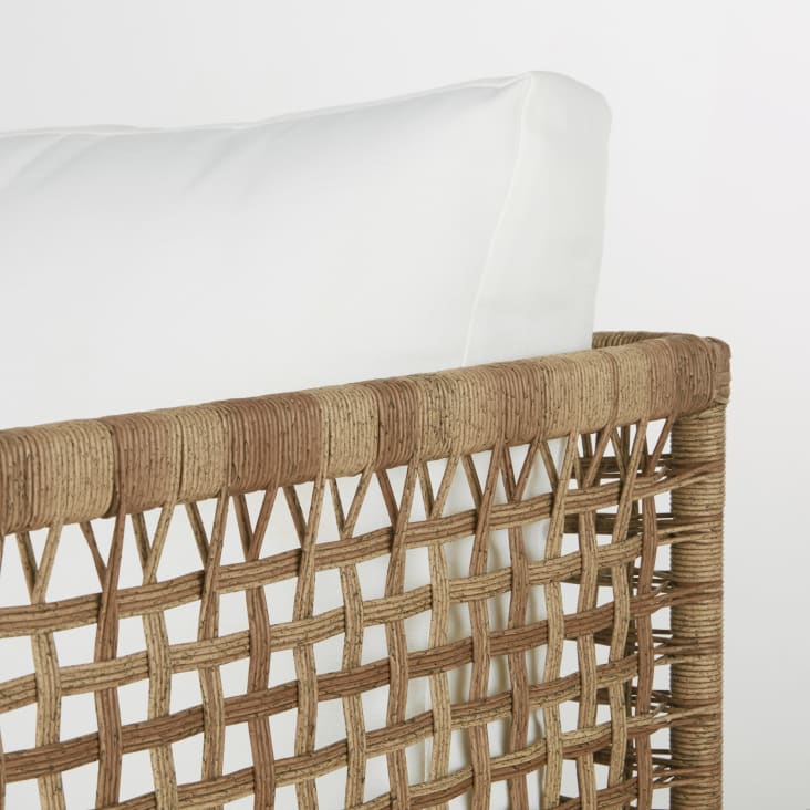 Maisons Du Monde Flores - Sillón De Jardín De Resina Trenzada Efecto Ratán Con Cojines Color Crudo