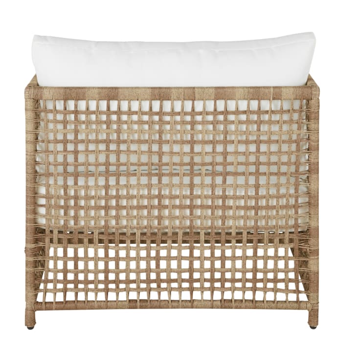 Maisons Du Monde Flores - Sillón De Jardín De Resina Trenzada Efecto Ratán Con Cojines Color Crudo