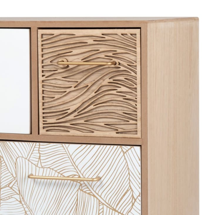 Maisons Du Monde FOLIAGE - Pequeño Mueble De Almacenaje De 5 Cajones Con Motivos Decorativos