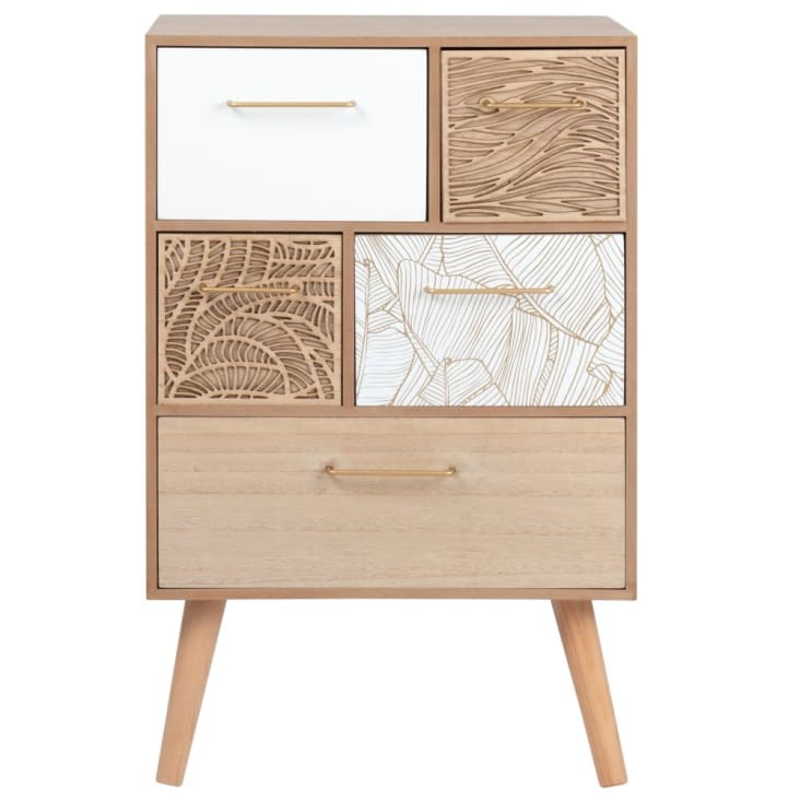 Maisons du Monde FOLIAGE - Pequeño mueble de almacenaje de 5 cajones con motivos decorativos