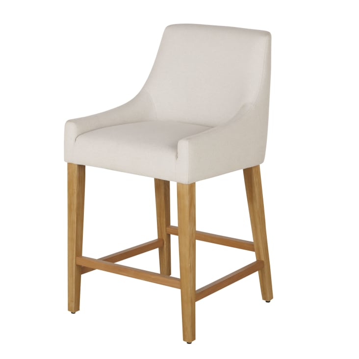 Maisons Du Monde Folly - Pack De 2 Sillas De Isla Con Respaldo De Madera Y Tapizado Beige