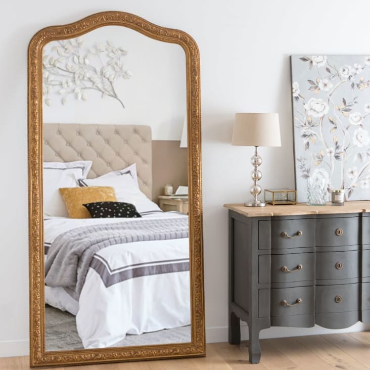 Maisons Du Monde FONTENAY - Espejo Grande Tallado Dorado 100x200