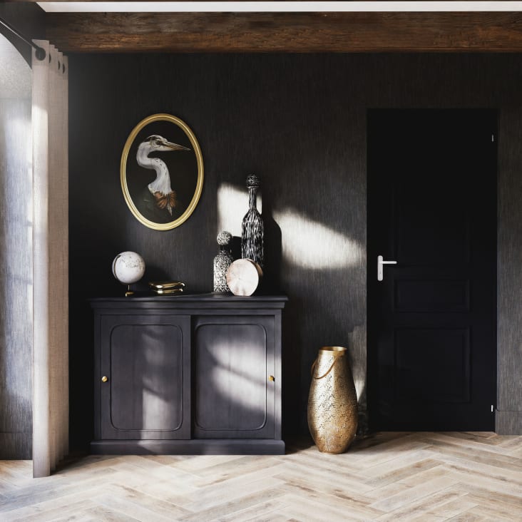 Maisons Du Monde Frasco Grande De Vidrio Soplado Negro Moteado