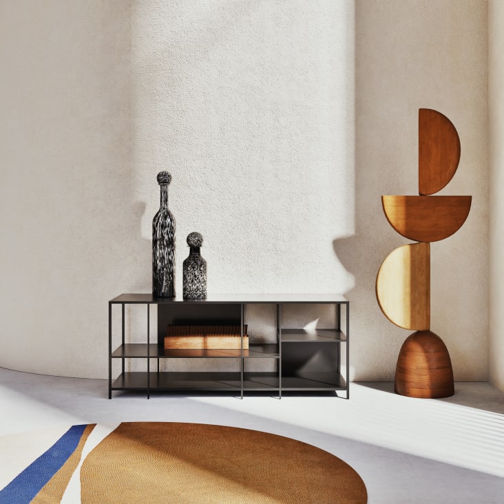 Maisons Du Monde Frasco Pequeño De Vidrio Soplado Negro Moteado