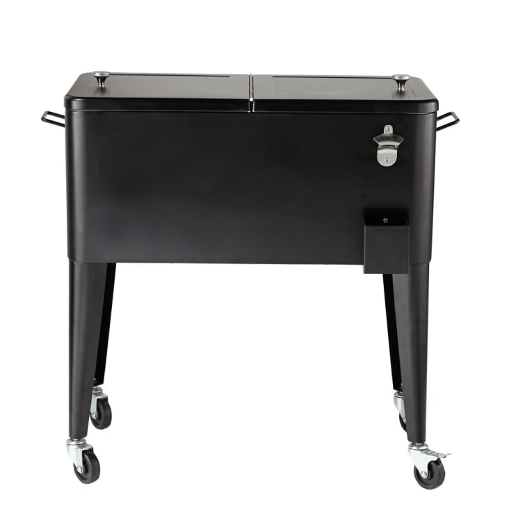 Maisons du Monde Fresh - Kit de nevera de jardín con ruedas de metal negro