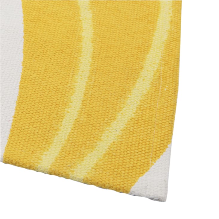 Maisons Du Monde Frutti - Alfombra Infantil De Algodón Con Estampado De Plátano Blanco Amarillo Y Negro 120x180