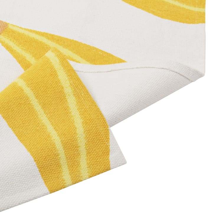 Maisons Du Monde Frutti - Alfombra Infantil De Algodón Con Estampado De Plátano Blanco Amarillo Y Negro 120x180