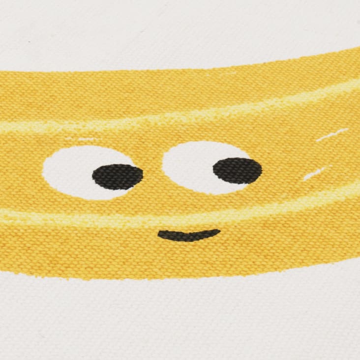 Maisons Du Monde Frutti - Alfombra Infantil De Algodón Con Estampado De Plátano Blanco Amarillo Y Negro 120x180