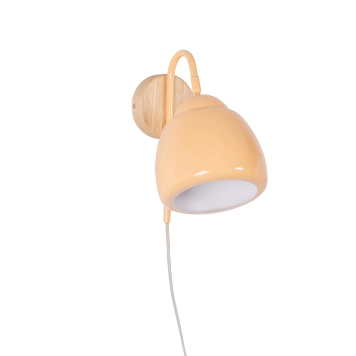 Maisons du Monde Frutti - Aplique de pared de madera de caucho y metal beige melocotón