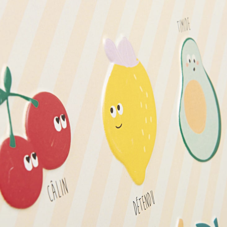 Maisons Du Monde Frutti - Cartel Decorativo Con Frutas Y Emociones Multicolor En Francés 30x40