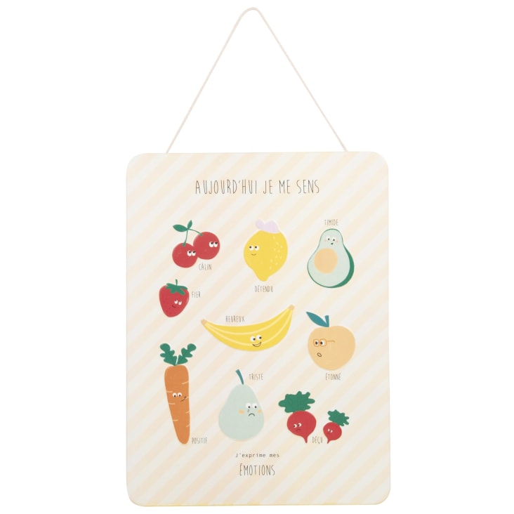Maisons du Monde Frutti - Cartel decorativo con frutas y emociones multicolor en francés 30x40