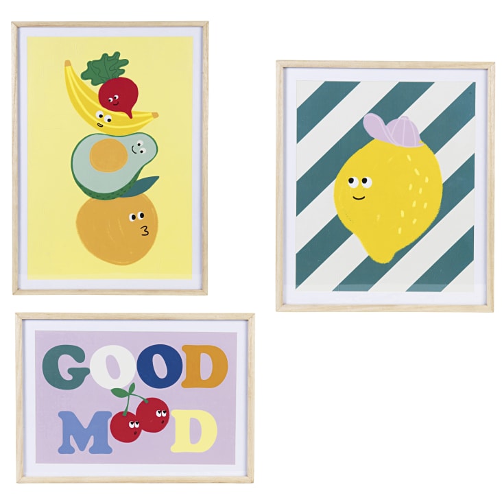 Maisons du Monde Frutti - Juego de 3 carteles multicolor