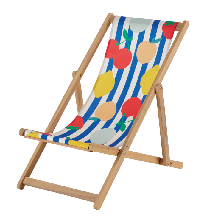 Maisons du Monde Frutti - Silla plegable infantil de acacia y tela con frutas multicolor