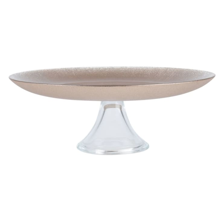 Maisons du Monde Fuente con pie de cristal beige dorado