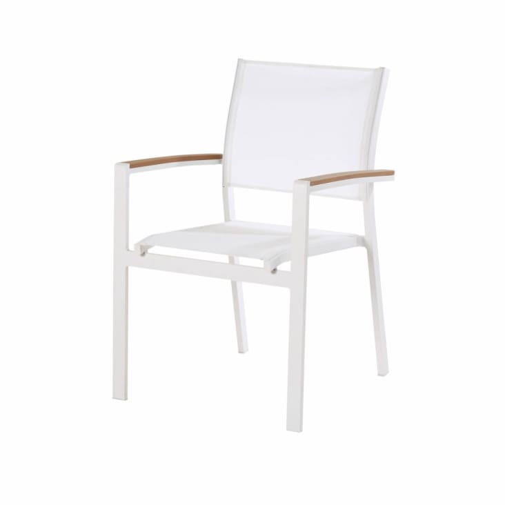 Maisons du Monde Fuji - Silla de jardín de aluminio blanco