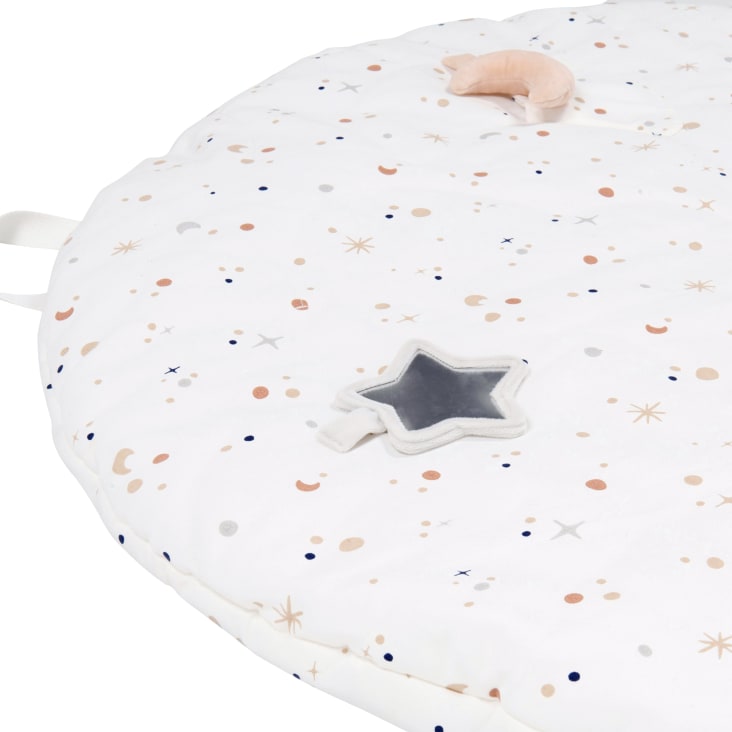 Maisons Du Monde Gabriel - Alfombra De Juegos Para Bebés Redonda Blanca Terracota Azul Y Gris D90