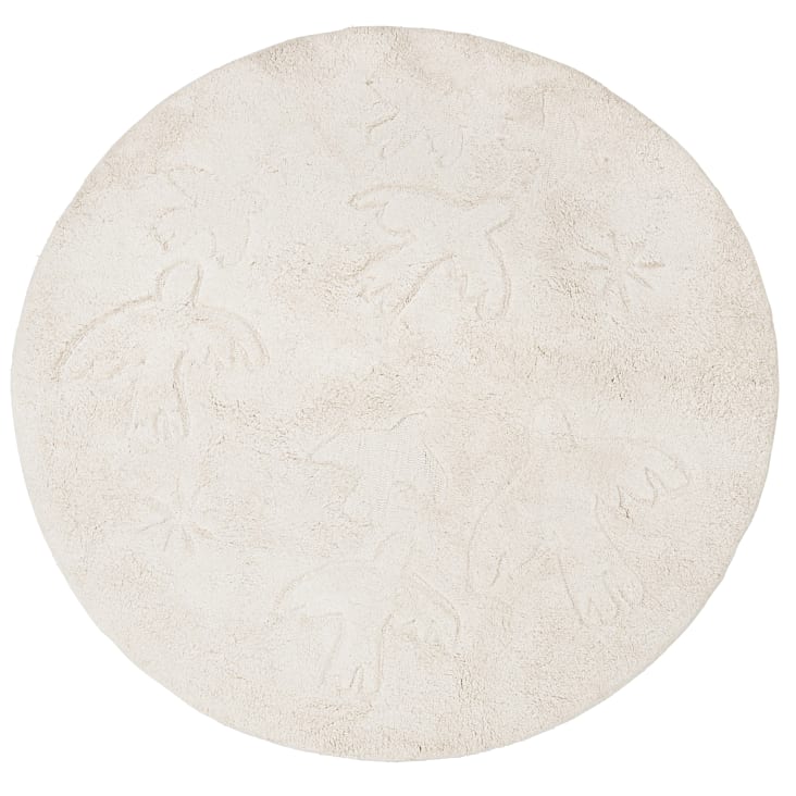 Maisons du Monde Gabriel - Alfombra infantil redonda blanca con dibujos de pájaros y estrellas D120