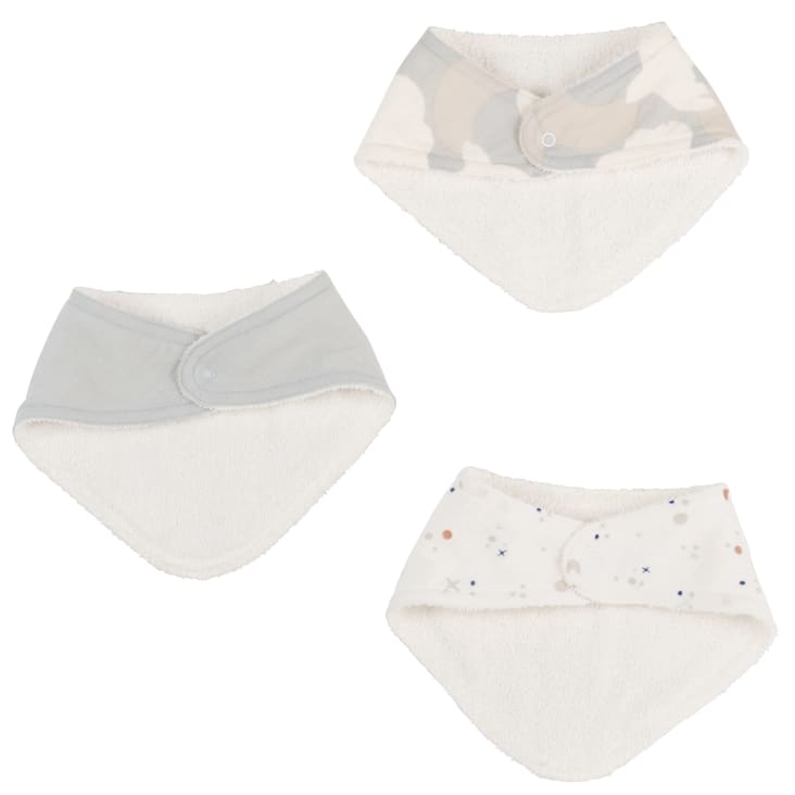 Maisons Du Monde Gabriel - Baberos Bandanas De Algodón Orgánico Azul Blanco Y Beige (x3)