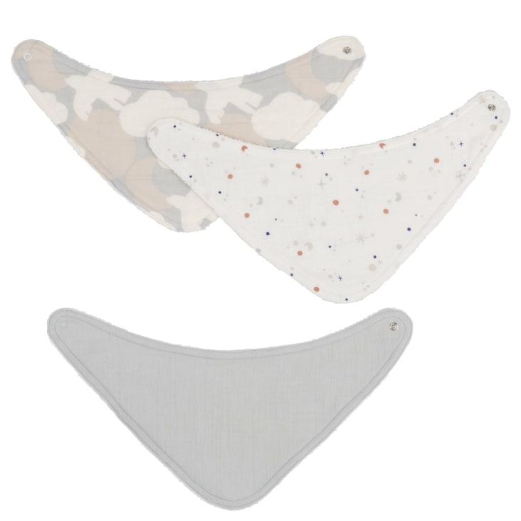 Maisons du Monde Gabriel - Baberos bandanas de algodón orgánico azul blanco y beige (x3)