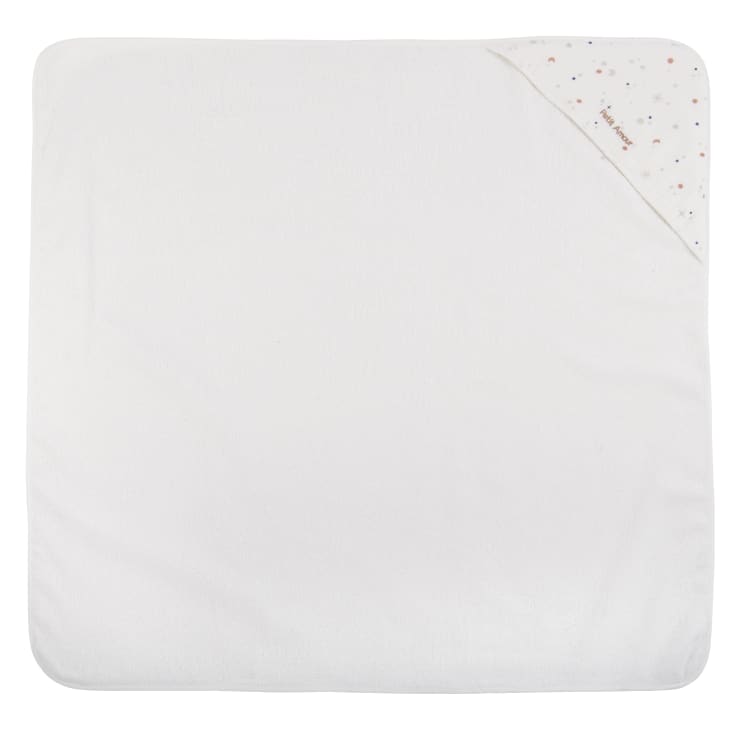 Maisons Du Monde Gabriel - Capa De Baño Para Bebé De Algodón Orgánico Blanco Azul Beige Y Terracota 80x80