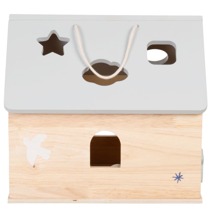 Maisons Du Monde Gabriel - Cubo De Actividades Para Bebés Casa Azul Blanca Beige Y Gris