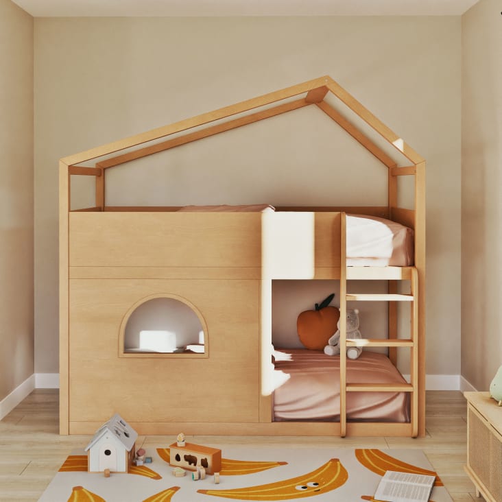 Maisons Du Monde Gabriel - Cubo De Actividades Para Bebés Casa Azul Blanca Beige Y Gris