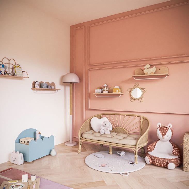 Maisons Du Monde Gabriel - Estante De Pared De Madera De Caucho Con Barra Para Colgar La Ropa Blanca