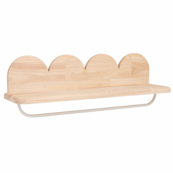 Maisons du Monde Gabriel - Estante de pared de madera de caucho con barra para colgar la ropa blanca