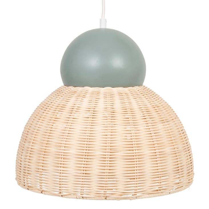 Maisons du Monde Gabriel - Lámpara de techo de ratán trenzado y metal verde D30