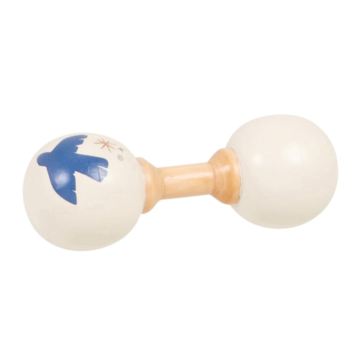 Maisons du Monde Gabriel - Maracas de bebé de madera de acacia blanca azul y beige