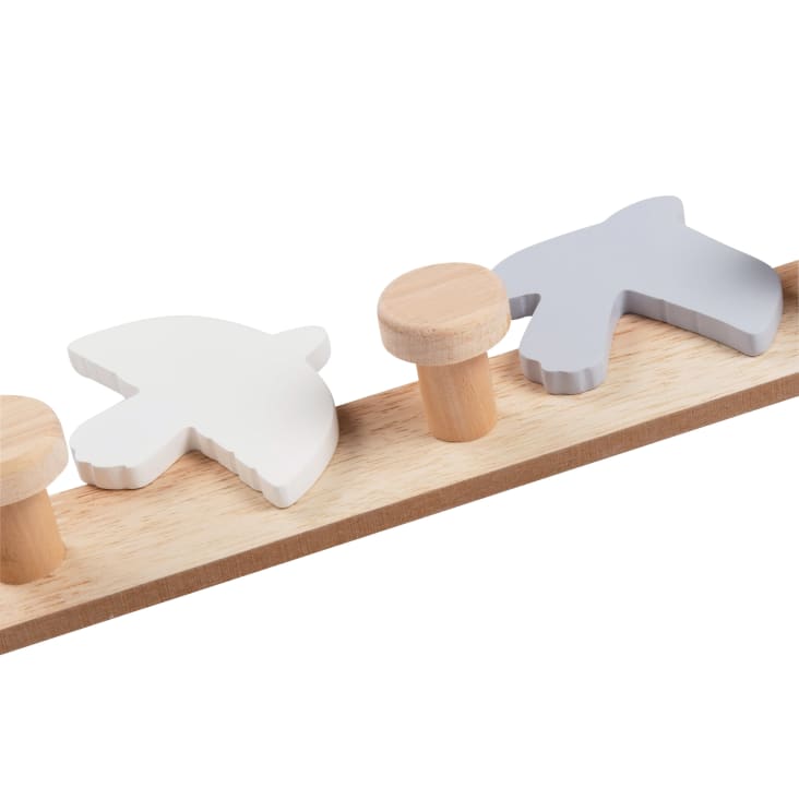 Maisons Du Monde Gabriel - Perchero Infantil De 5 Ganchos Con Pájaros Blanco Gris Y Marrón