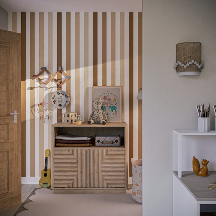 Maisons Du Monde Gabriel - Perchero Infantil De 7 Ganchos Con Forma De Luna Y Nubes De Madera De Caucho Multicolor